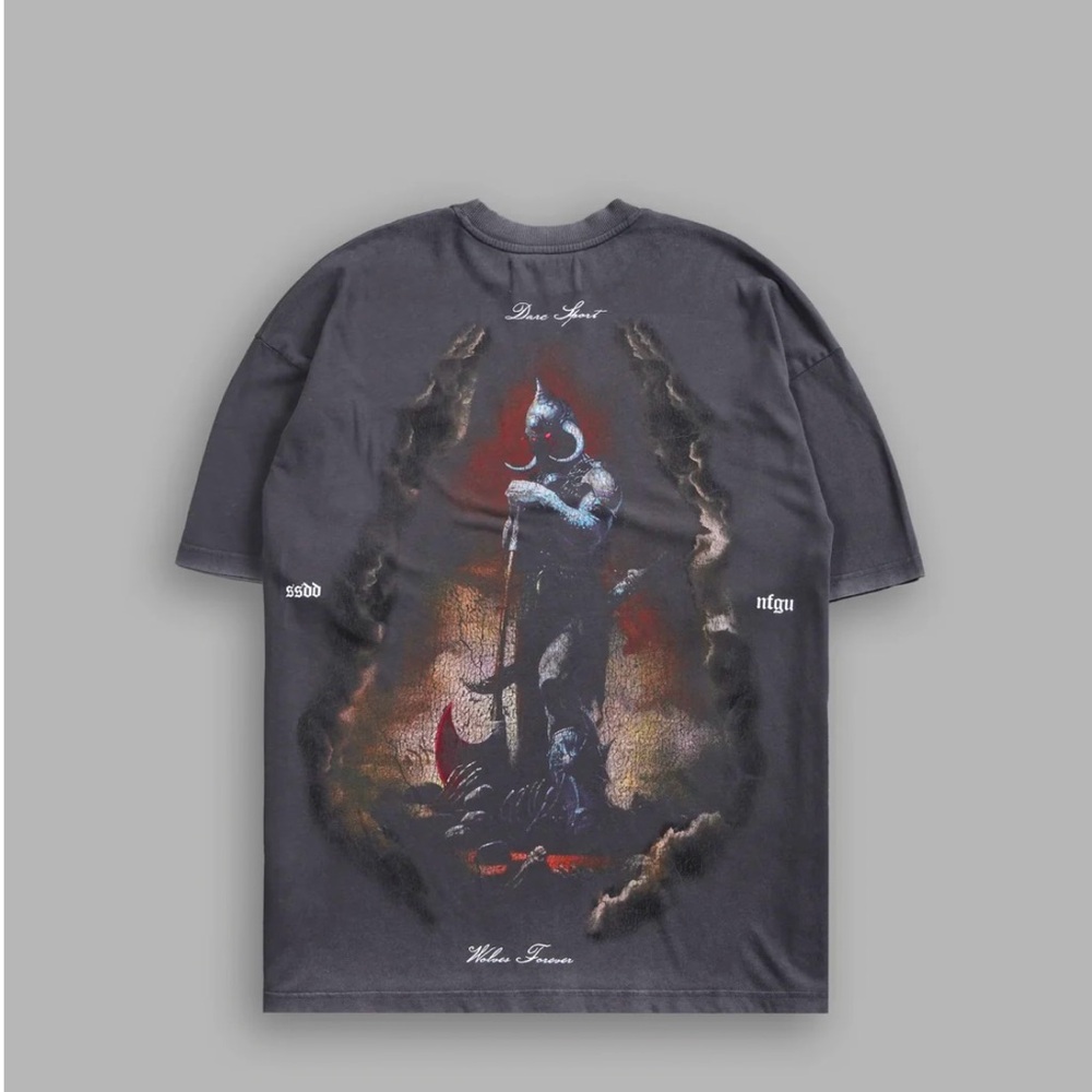 A WARRIORS HEAVEN "PREMIUM" OVERSIZED TEE IN WOLF GRAY